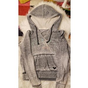 Grey Roxy hooded v-neck sweatshirt